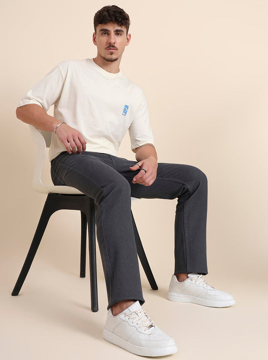 Grey Washed Straight Fit Jeans | Greenfibre