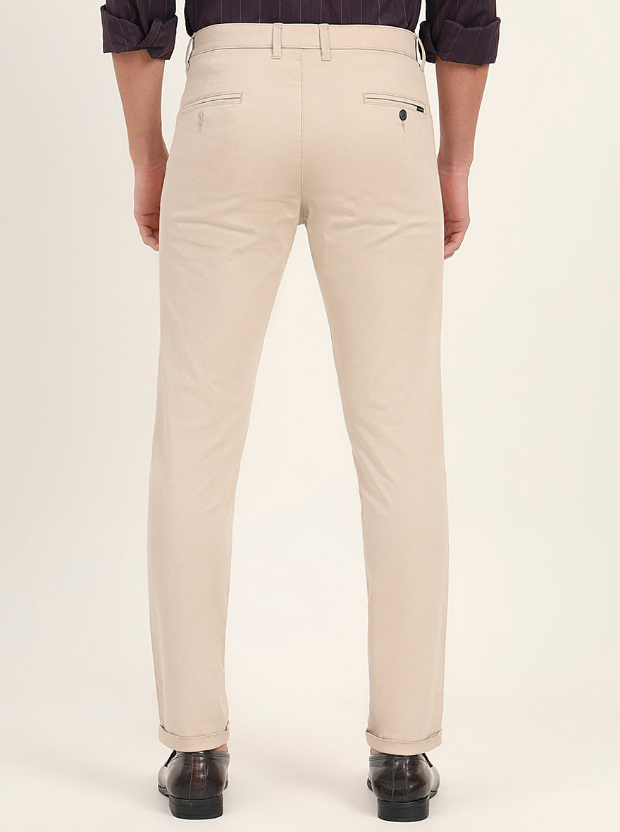 Khaki Solid Slim Fit Casual Trouser | Greenfibre