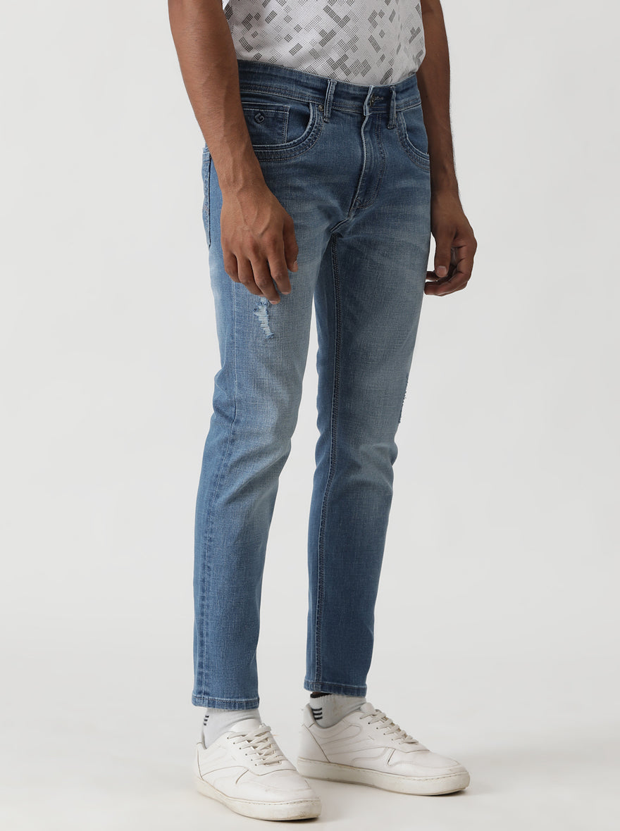 Mid Blue Washed Urban Fit Jeans | Greenfibre