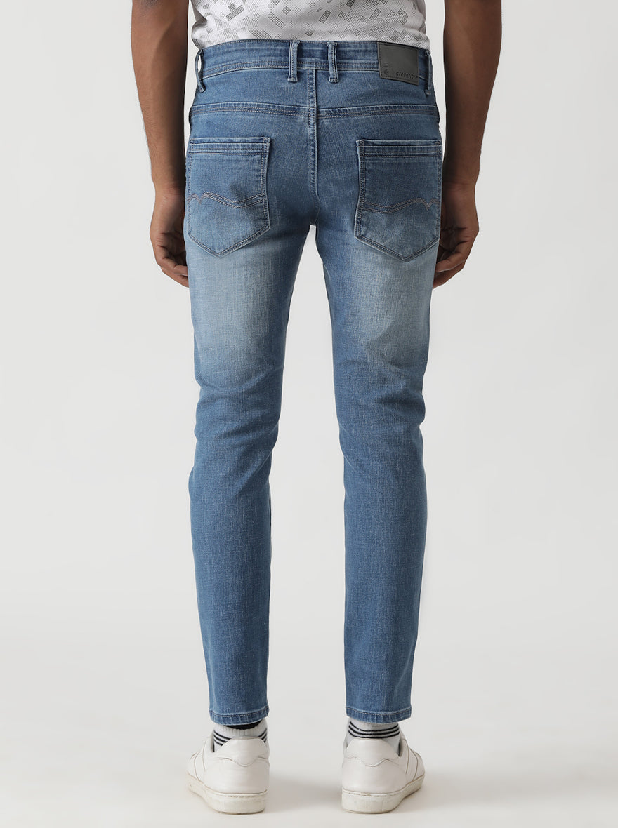 Mid Blue Washed Urban Fit Jeans | Greenfibre