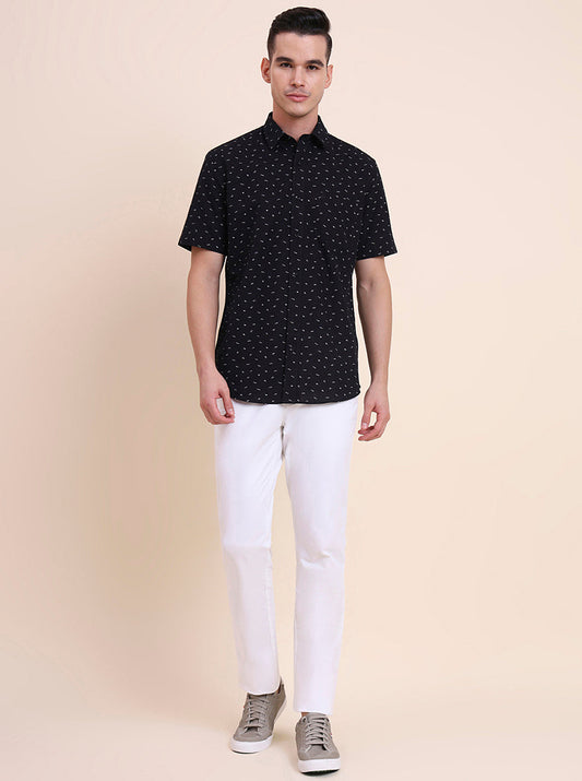 Black Printed Smart Fit Semi Casual Shirt | Greenfibre