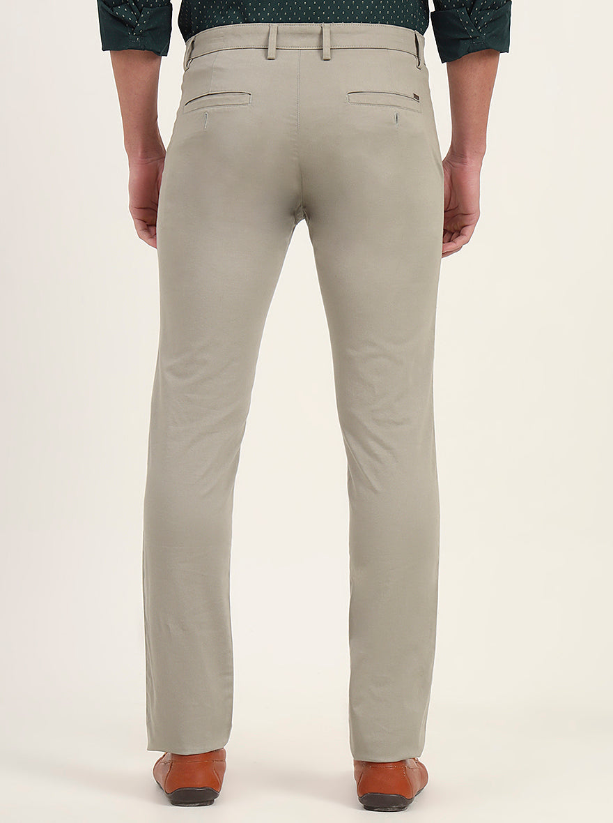 Light Green Solid Super Slim Fit Casual Trouser | Greenfibre