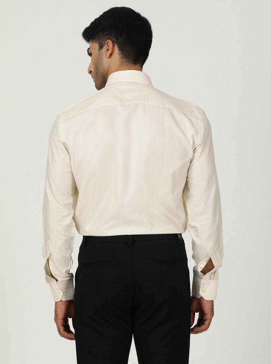 Light Yellow Striped Regular Fit Formal Shirt | Greenfibre