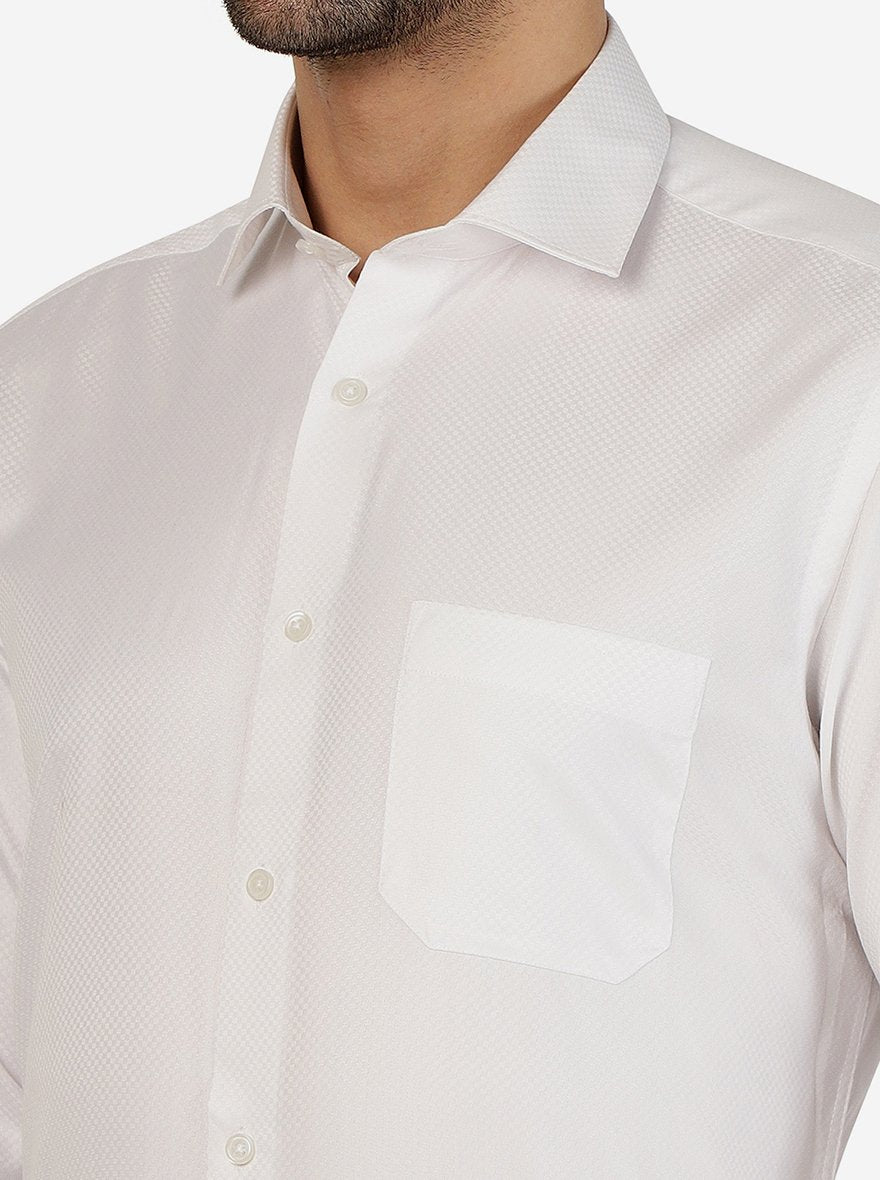 White Solid Slim Fit Formal Shirt | Greenfibre