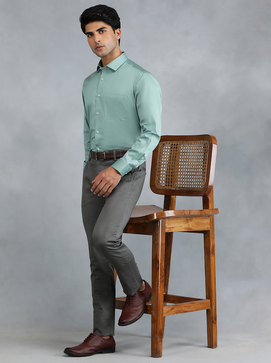 Pista Green Solid Slim Fit Party Wear Shirt | Greenfibre