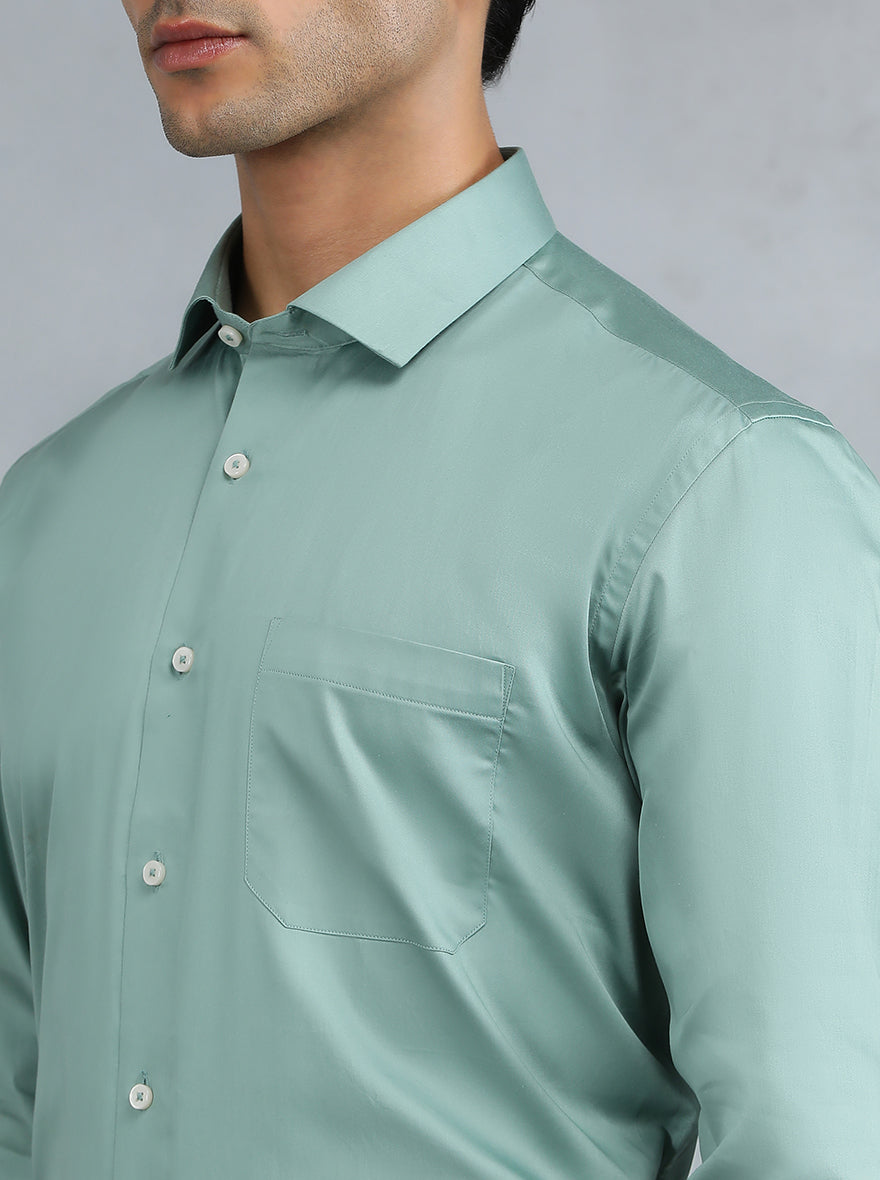 Pista Green Solid Slim Fit Party Wear Shirt | Greenfibre