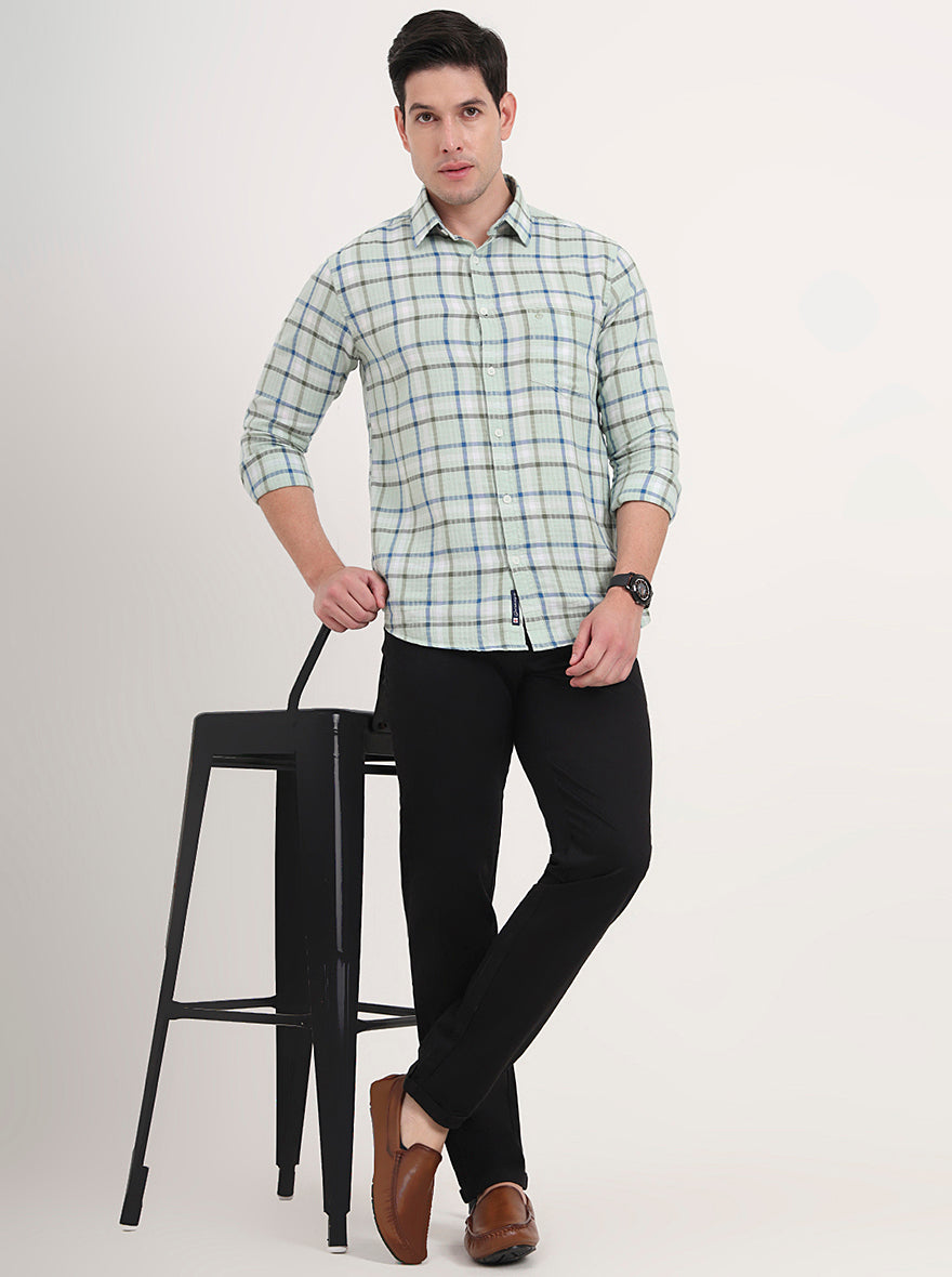 Black Solid Slim Fit Casual Trouser | Greenfibre