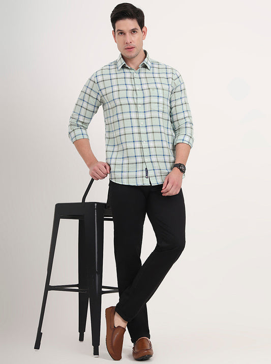 Black Solid Slim Fit Casual Trouser | Greenfibre