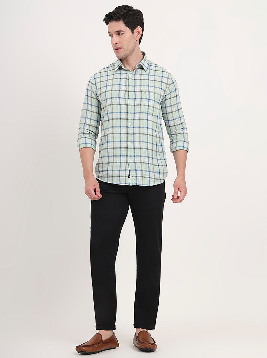 Black Solid Slim Fit Casual Trouser | Greenfibre