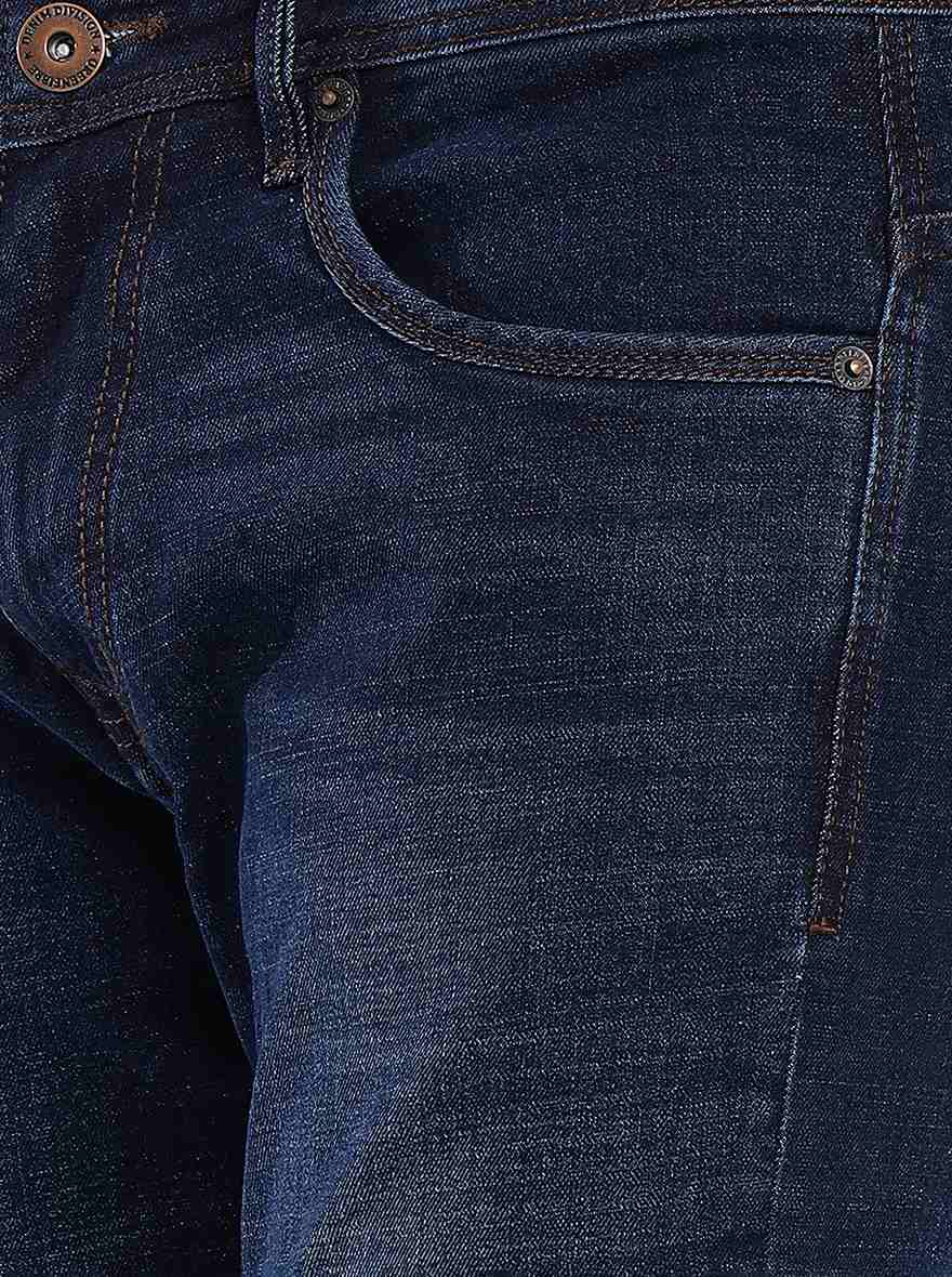 Navy Blue Washed Narrow Fit Jeans | Greenfibre