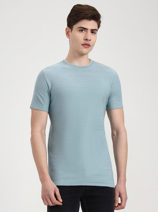 Mint Green Solid Slim Fit T-Shirt | Greenfibre