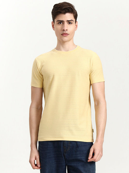 Yellow Solid Slim Fit T-Shirt | Greenfibre