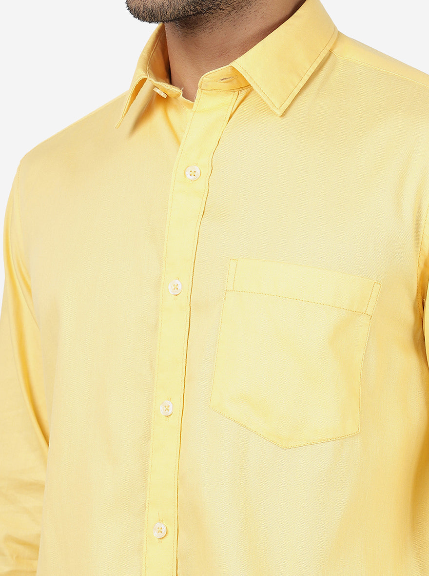 Yellow Solid Smart Fit Semi Casual Shirt | Greenfibre