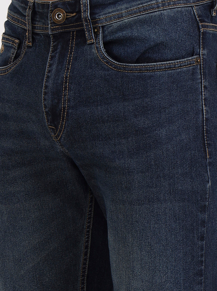 Indigo Blue Washed Straight Fit Jeans | Greenfibre