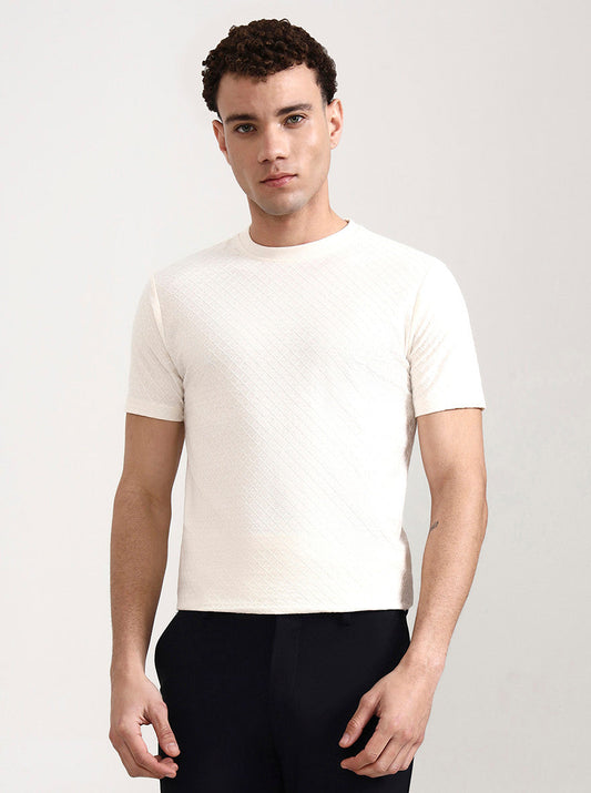White Checked Slim Fit T-Shirt | Greenfibre