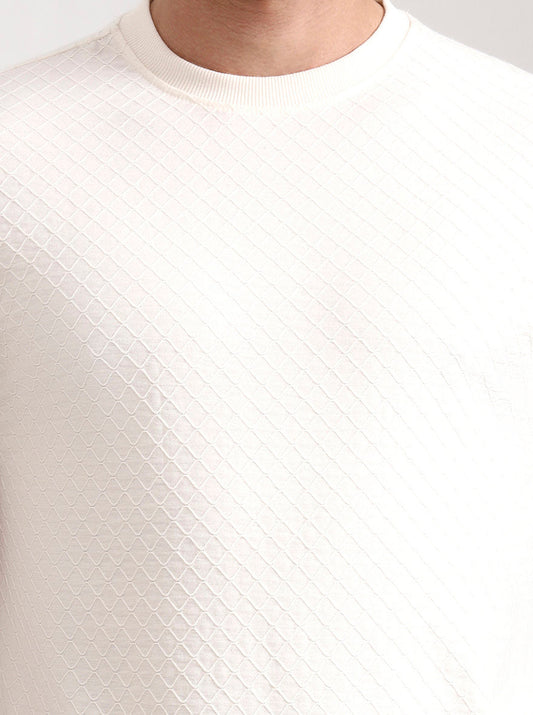 White Checked Slim Fit T-Shirt | Greenfibre