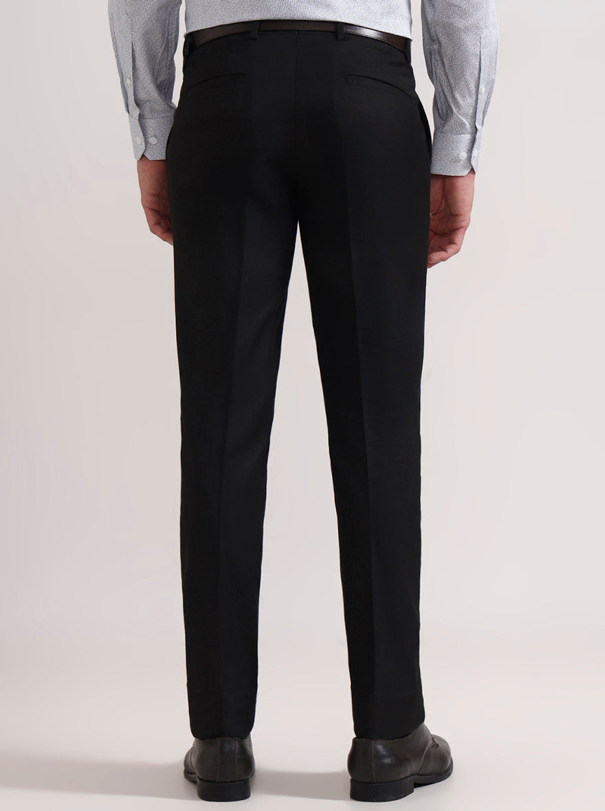 Black Solid Slim Fit Formal Trouser | Greenfibre