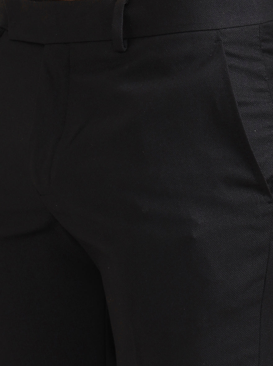 Black Solid Slim Fit Formal Trouser | Greenfibre