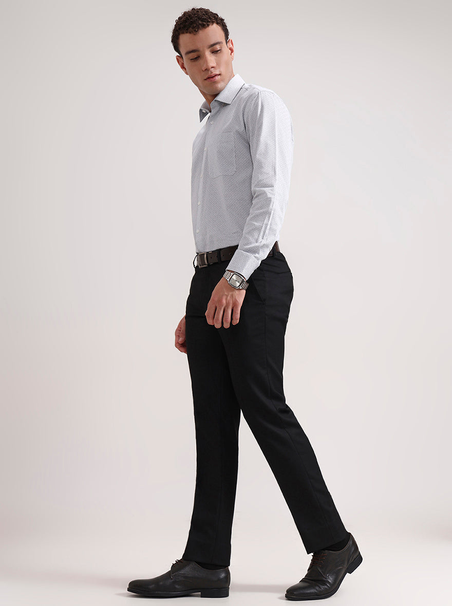 Black Solid Slim Fit Formal Trouser | Greenfibre