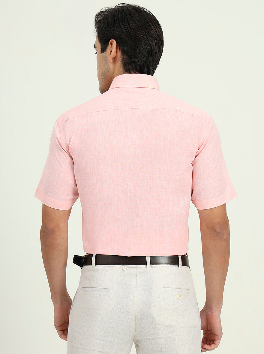 Light Pink Solid Regular Fit Formal Shirt | Greenfibre