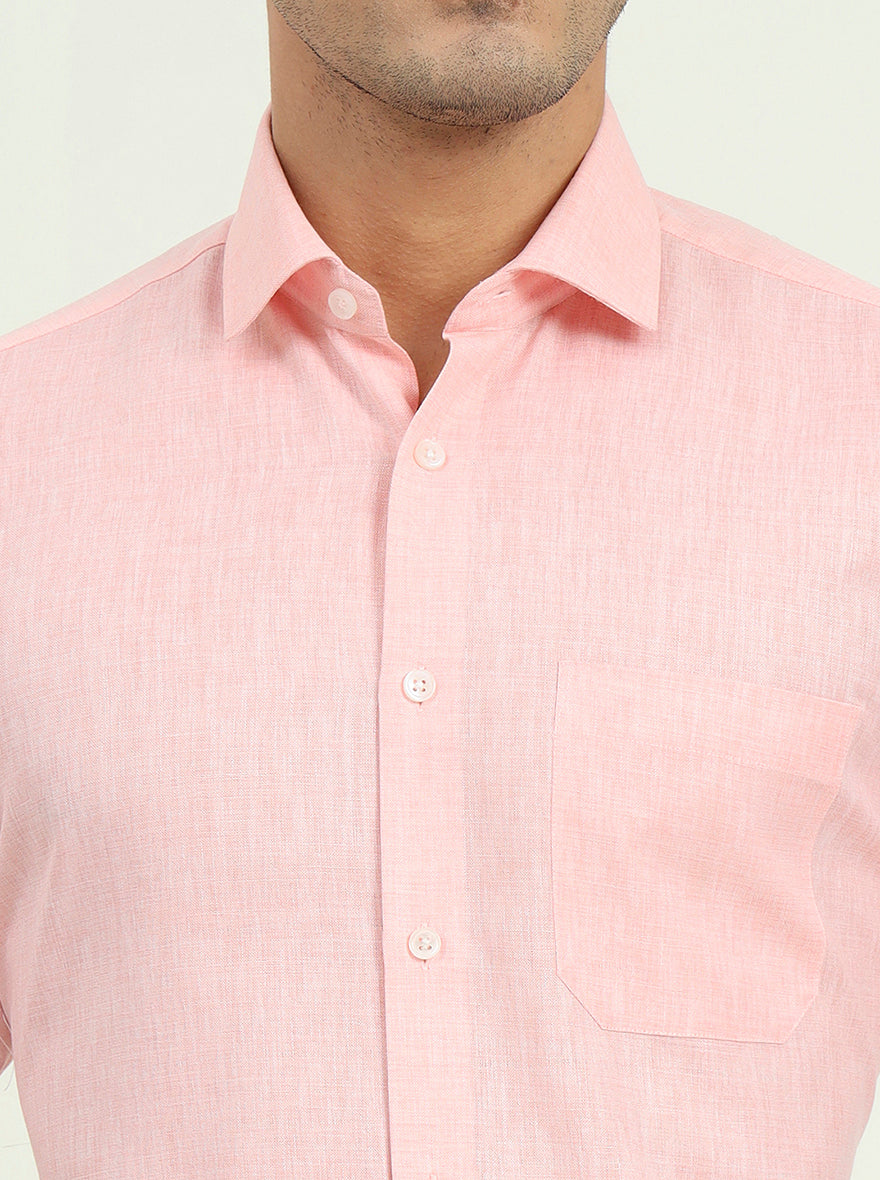 Light Pink Solid Regular Fit Formal Shirt | Greenfibre