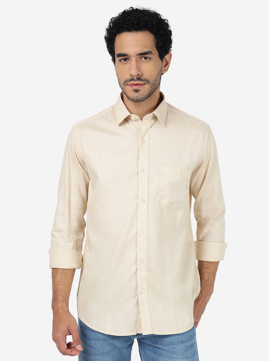 Smoke Grey Solid Smart Fit Semi Casual Shirt | Greenfibre