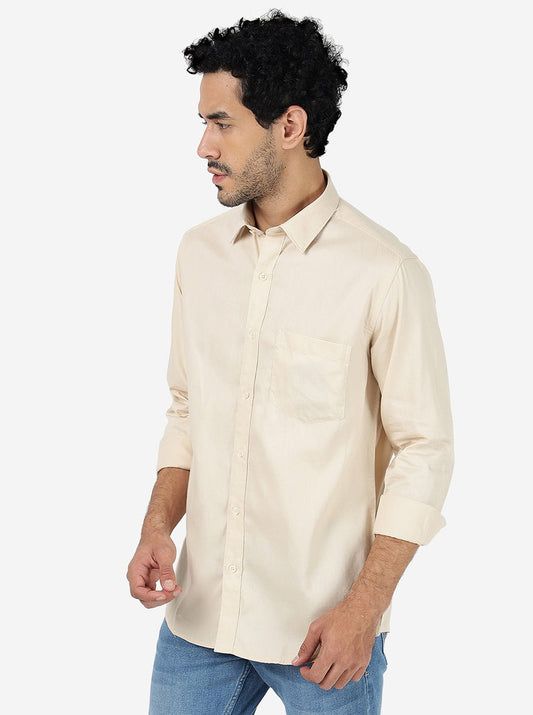 Smoke Grey Solid Smart Fit Semi Casual Shirt | Greenfibre