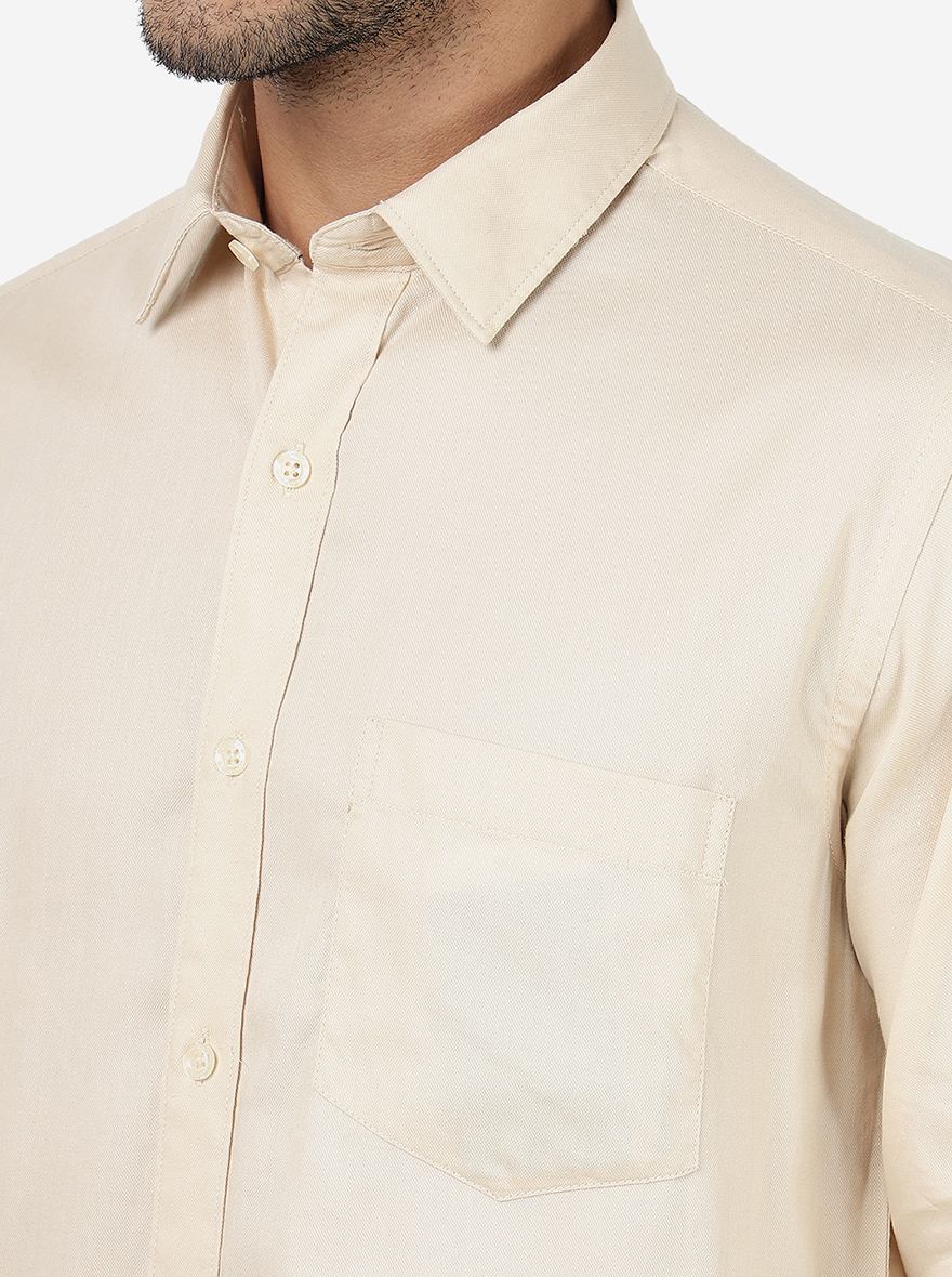 Smoke Grey Solid Smart Fit Semi Casual Shirt | Greenfibre