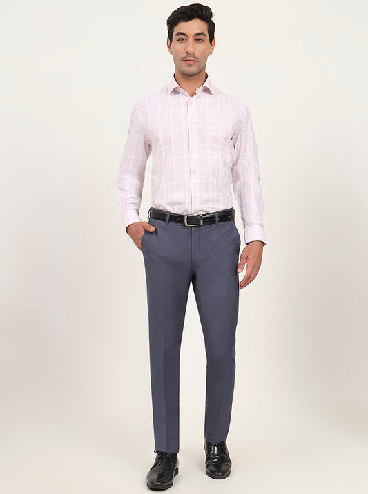 Pink & White Checked Regular Fit Formal Shirt | Greenfibre