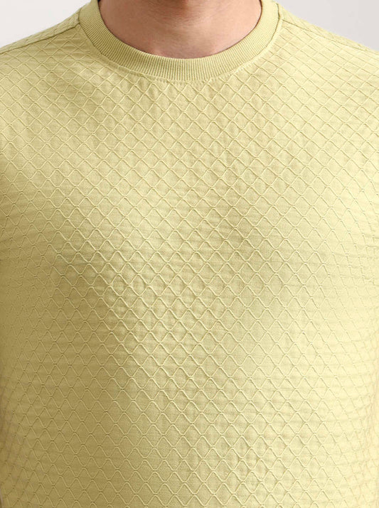 Lime Green Checked Slim Fit T-Shirt | Greenfibre