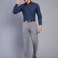 Navy Blue Printed Slim Fit Formal Shirt | Greenfibre