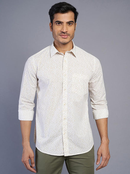 White Printed Smart Fit Semi Casual Shirt | Greenfibre