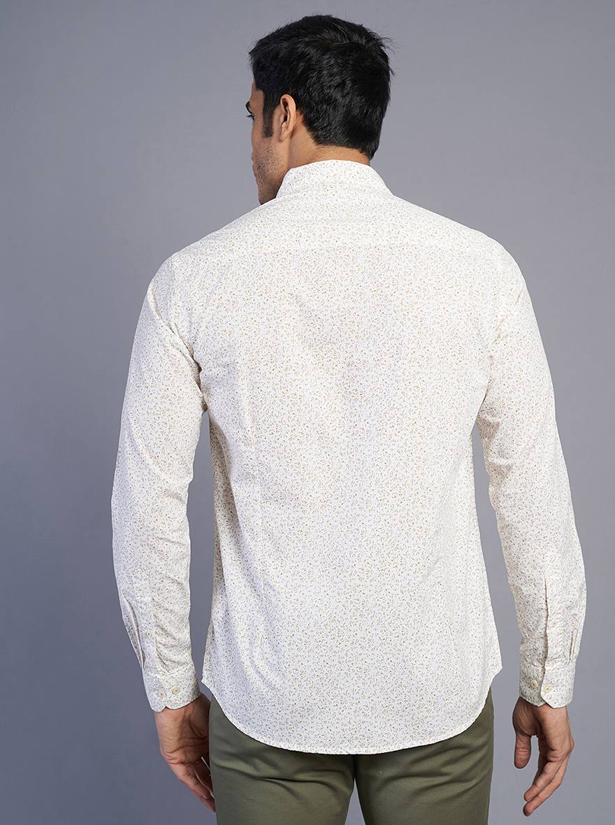 White Printed Smart Fit Semi Casual Shirt | Greenfibre