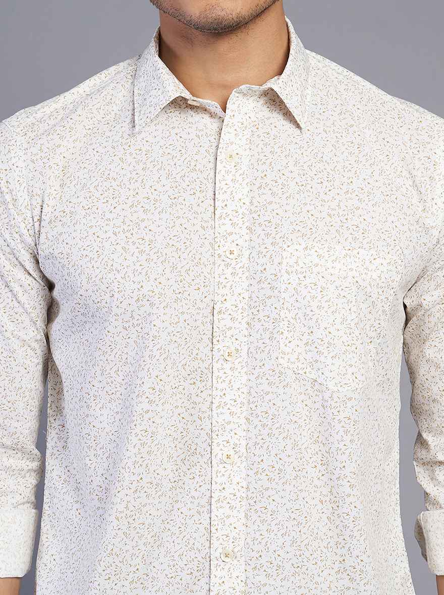 White Printed Smart Fit Semi Casual Shirt | Greenfibre