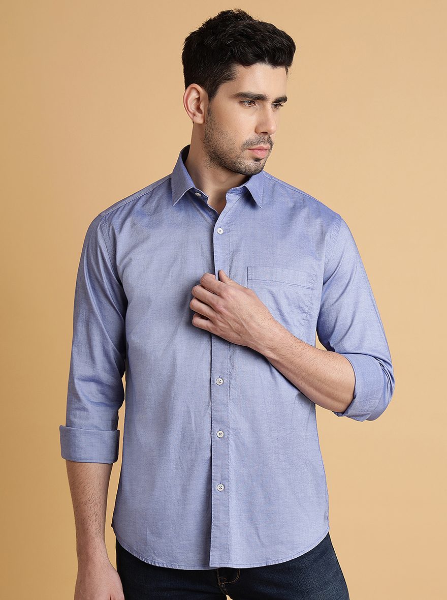 Purple Solid Smart Fit Semi Casual Shirt | Greenfibre