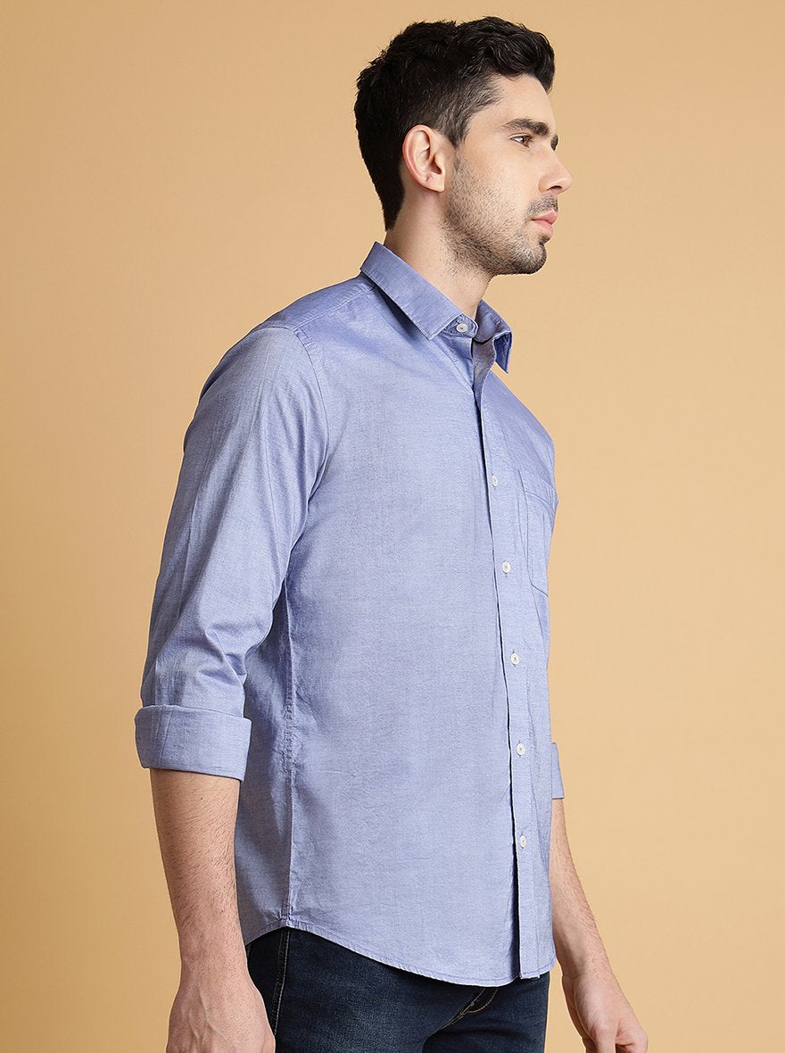 Purple Solid Smart Fit Semi Casual Shirt | Greenfibre