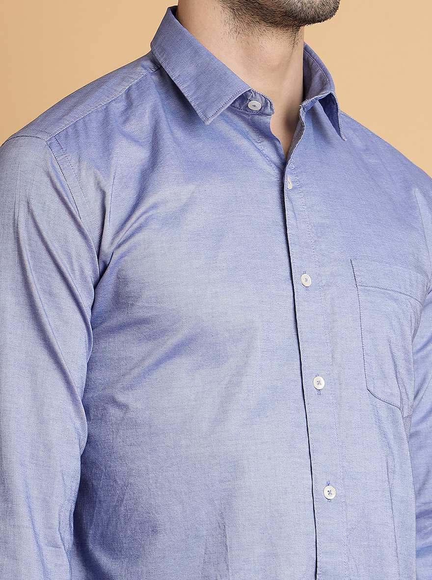 Purple Solid Smart Fit Semi Casual Shirt | Greenfibre
