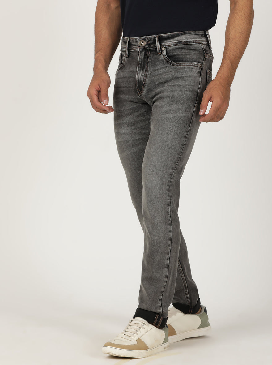 Light Grey Washed Slim Fit Jeans | Greenfibre
