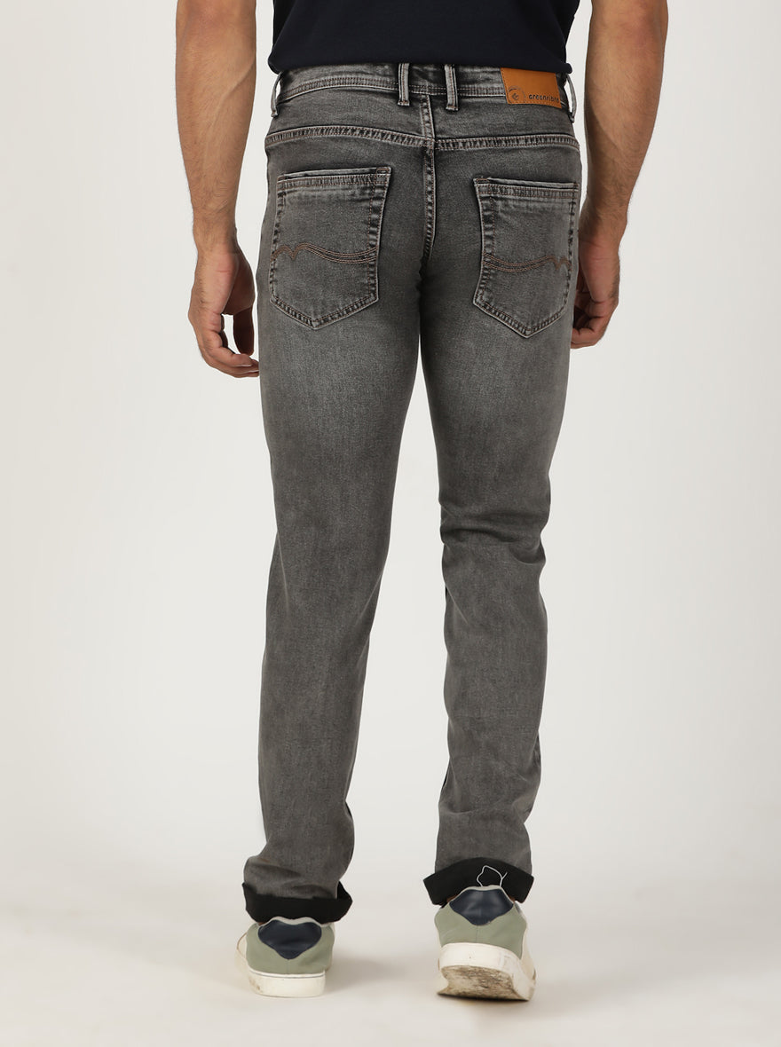 Light Grey Washed Slim Fit Jeans | Greenfibre