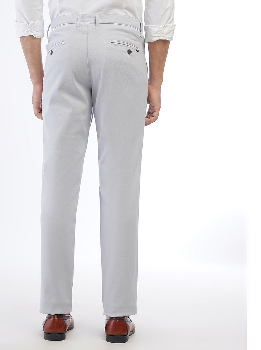 Light Grey Solid Neo Fit Casual Trouser | Greenfibre