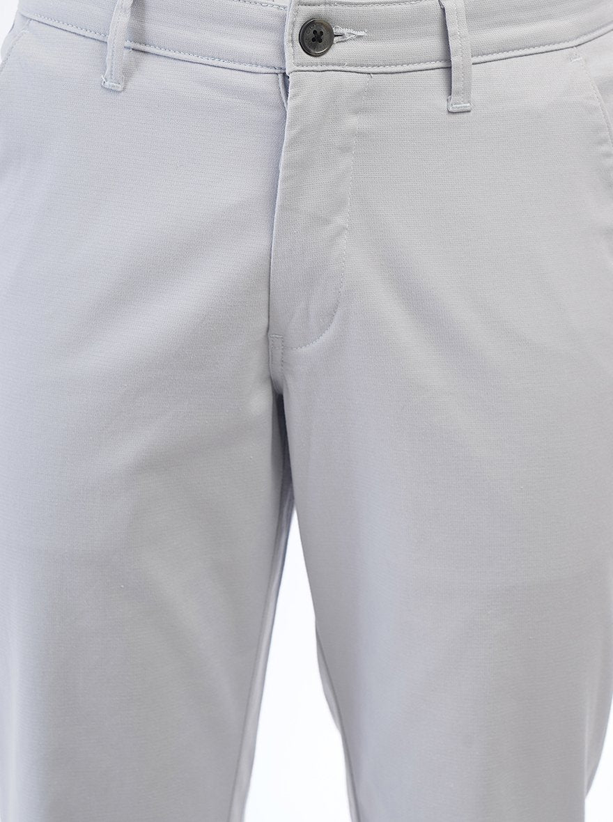 Light Grey Solid Neo Fit Casual Trouser | Greenfibre