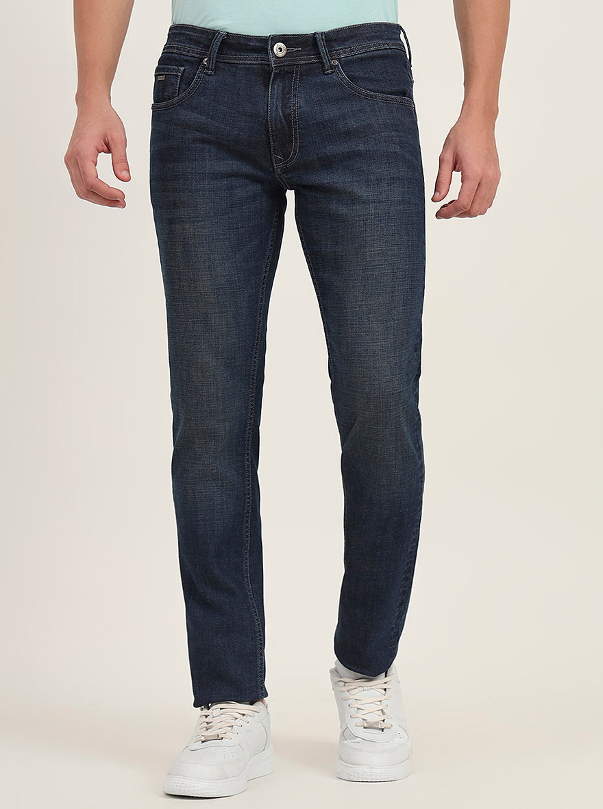 Dark Blue Washed Slim Fit Jeans | Greenfibre