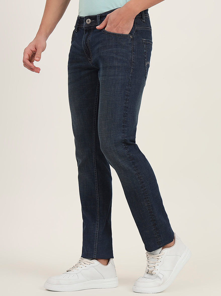 Dark Blue Washed Slim Fit Jeans | Greenfibre