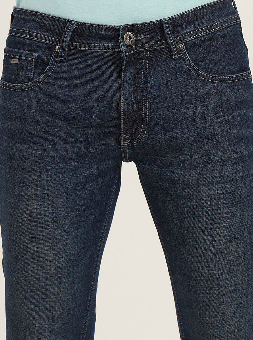 Dark Blue Washed Slim Fit Jeans | Greenfibre