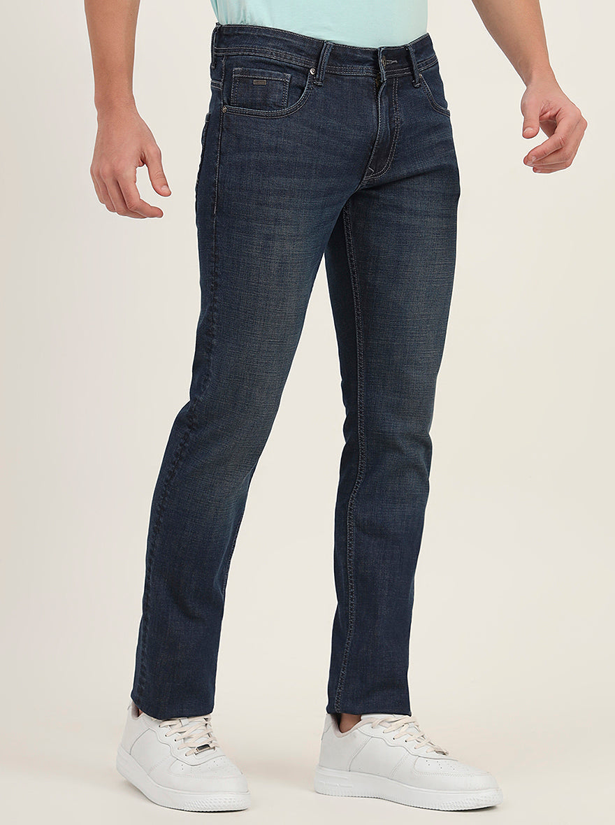Dark Blue Washed Slim Fit Jeans | Greenfibre