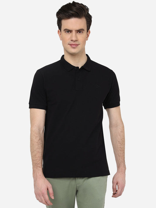 Black Solid Slim Fit Polo T-Shirt | Greenfibre