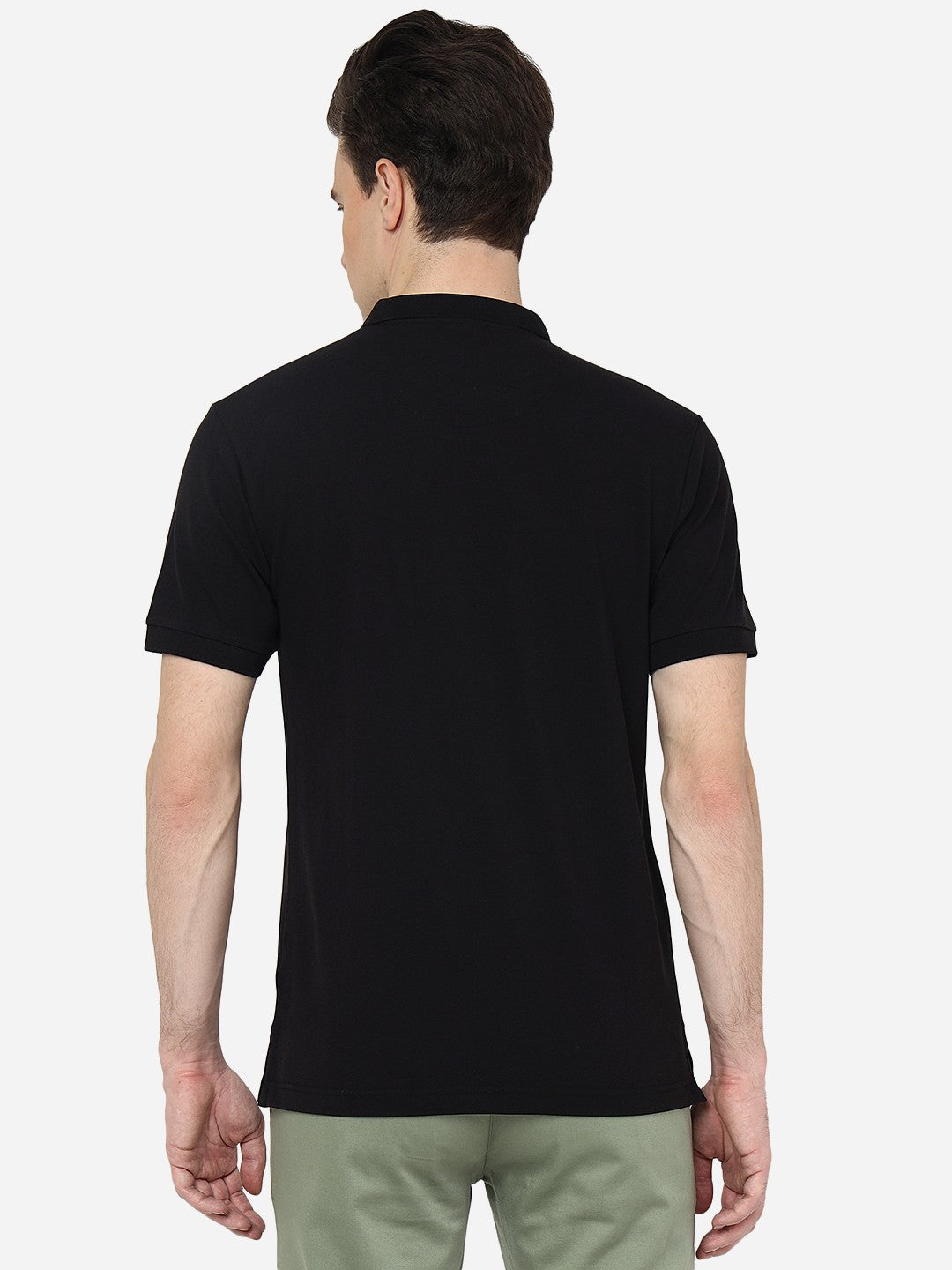 Black Solid Slim Fit Polo T-Shirt | Greenfibre