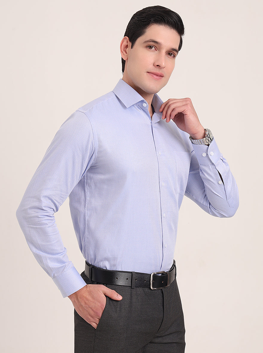 Light Blue Solid Slim Fit Formal Shirt | Metal