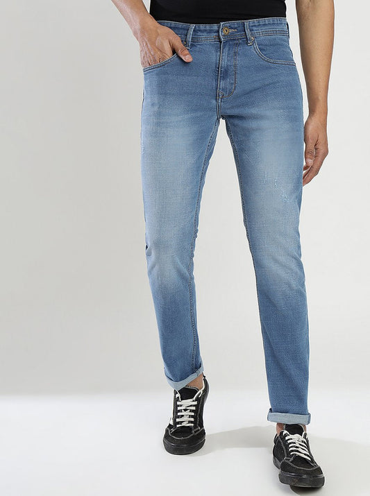 Blue Washed Straight Fit Jeans | Greenfibre