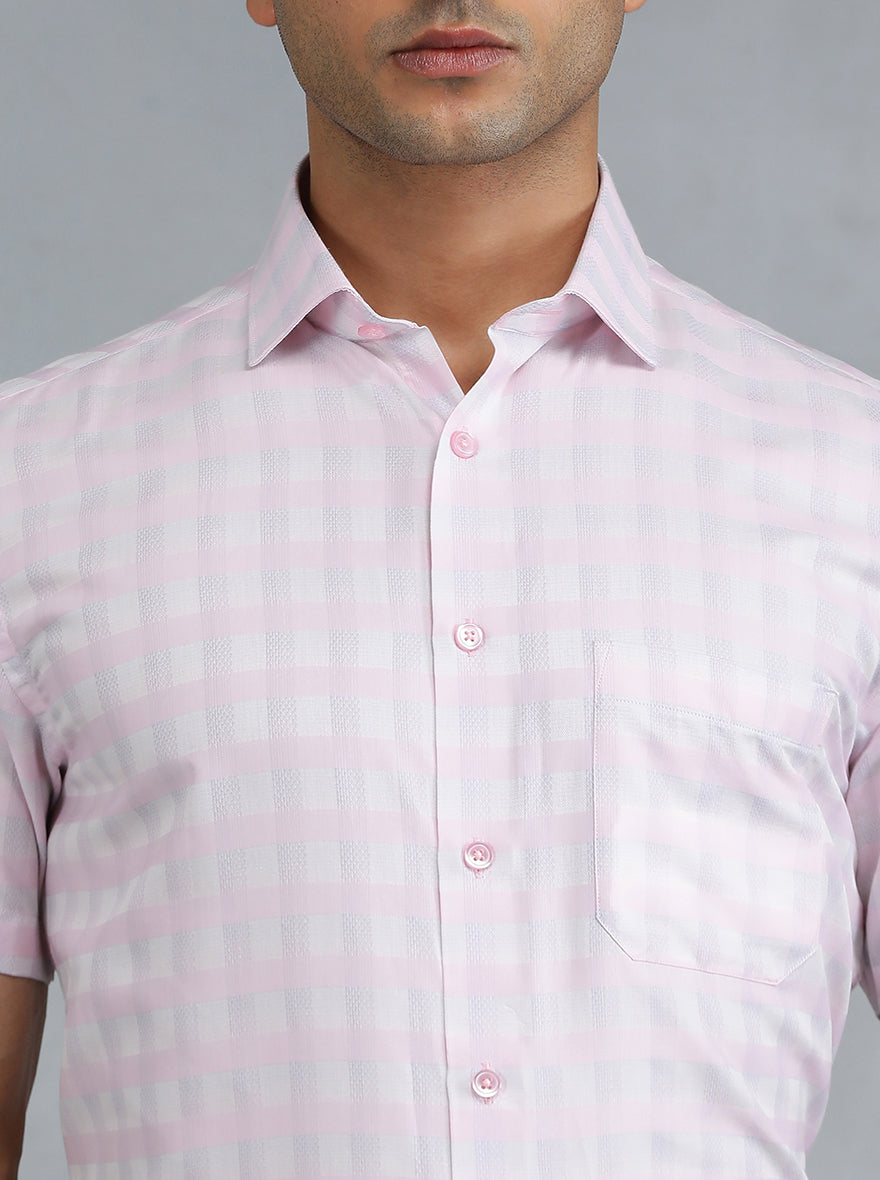 Pink Checked Regular Fit Formal Shirt | Greenfibre